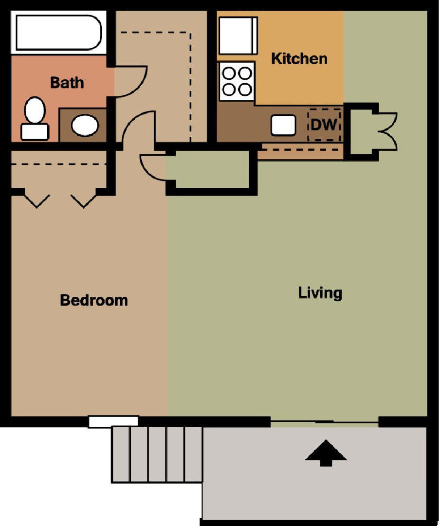 Floor plan for studio, 1 bath, 475 sqft